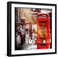 Loving Couple Kissing and Red Telephone Booth - London - UK - England - United Kingdom - Europe-Philippe Hugonnard-Framed Photographic Print