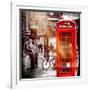 Loving Couple Kissing and Red Telephone Booth - London - UK - England - United Kingdom - Europe-Philippe Hugonnard-Framed Photographic Print