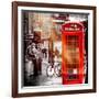 Loving Couple Kissing and Red Telephone Booth - London - UK - England - United Kingdom - Europe-Philippe Hugonnard-Framed Photographic Print