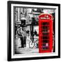 Loving Couple Kissing and Red Telephone Booth - London - UK - England - United Kingdom - Europe-Philippe Hugonnard-Framed Photographic Print