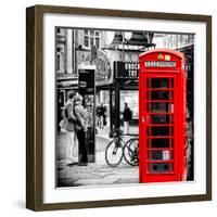 Loving Couple Kissing and Red Telephone Booth - London - UK - England - United Kingdom - Europe-Philippe Hugonnard-Framed Photographic Print