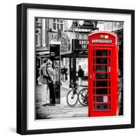 Loving Couple Kissing and Red Telephone Booth - London - UK - England - United Kingdom - Europe-Philippe Hugonnard-Framed Photographic Print