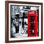 Loving Couple Kissing and Red Telephone Booth - London - UK - England - United Kingdom - Europe-Philippe Hugonnard-Framed Photographic Print