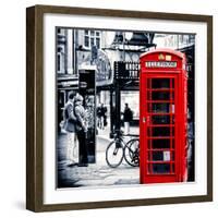 Loving Couple Kissing and Red Telephone Booth - London - UK - England - United Kingdom - Europe-Philippe Hugonnard-Framed Photographic Print