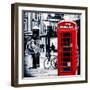 Loving Couple Kissing and Red Telephone Booth - London - UK - England - United Kingdom - Europe-Philippe Hugonnard-Framed Photographic Print