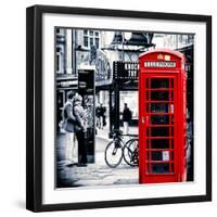 Loving Couple Kissing and Red Telephone Booth - London - UK - England - United Kingdom - Europe-Philippe Hugonnard-Framed Photographic Print