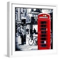 Loving Couple Kissing and Red Telephone Booth - London - UK - England - United Kingdom - Europe-Philippe Hugonnard-Framed Photographic Print