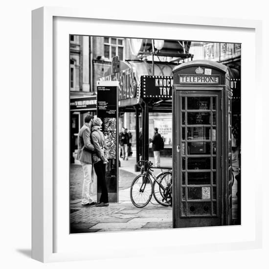 Loving Couple Kissing and Red Telephone Booth - London - UK - England - United Kingdom - Europe-Philippe Hugonnard-Framed Photographic Print