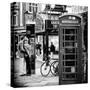 Loving Couple Kissing and Red Telephone Booth - London - UK - England - United Kingdom - Europe-Philippe Hugonnard-Stretched Canvas