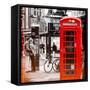 Loving Couple Kissing and Red Telephone Booth - London - UK - England - United Kingdom - Europe-Philippe Hugonnard-Framed Stretched Canvas