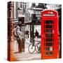 Loving Couple Kissing and Red Telephone Booth - London - UK - England - United Kingdom - Europe-Philippe Hugonnard-Stretched Canvas