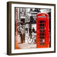 Loving Couple Kissing and Red Telephone Booth - London - UK - England - United Kingdom - Europe-Philippe Hugonnard-Framed Photographic Print