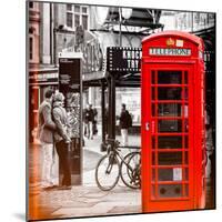 Loving Couple Kissing and Red Telephone Booth - London - UK - England - United Kingdom - Europe-Philippe Hugonnard-Mounted Photographic Print