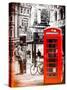 Loving Couple Kissing and Red Telephone Booth - London - UK - England - United Kingdom - Europe-Philippe Hugonnard-Stretched Canvas