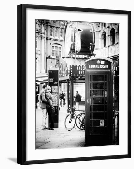 Loving Couple Kissing and Red Telephone Booth - London - UK - England - United Kingdom - Europe-Philippe Hugonnard-Framed Photographic Print