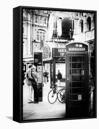 Loving Couple Kissing and Red Telephone Booth - London - UK - England - United Kingdom - Europe-Philippe Hugonnard-Framed Stretched Canvas