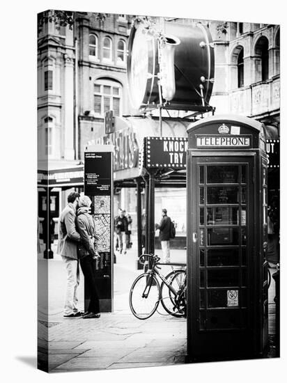 Loving Couple Kissing and Red Telephone Booth - London - UK - England - United Kingdom - Europe-Philippe Hugonnard-Stretched Canvas