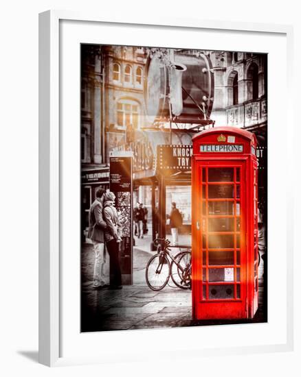 Loving Couple Kissing and Red Telephone Booth - London - UK - England - United Kingdom - Europe-Philippe Hugonnard-Framed Photographic Print