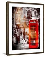 Loving Couple Kissing and Red Telephone Booth - London - UK - England - United Kingdom - Europe-Philippe Hugonnard-Framed Photographic Print