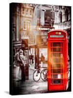 Loving Couple Kissing and Red Telephone Booth - London - UK - England - United Kingdom - Europe-Philippe Hugonnard-Stretched Canvas