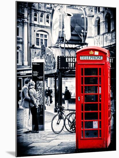 Loving Couple Kissing and Red Telephone Booth - London - UK - England - United Kingdom - Europe-Philippe Hugonnard-Mounted Photographic Print