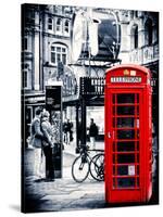 Loving Couple Kissing and Red Telephone Booth - London - UK - England - United Kingdom - Europe-Philippe Hugonnard-Stretched Canvas