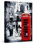Loving Couple Kissing and Red Telephone Booth - London - UK - England - United Kingdom - Europe-Philippe Hugonnard-Stretched Canvas