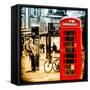 Loving Couple Kissing and Red Telephone Booth - London - UK - England - United Kingdom - Europe-Philippe Hugonnard-Framed Stretched Canvas