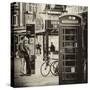 Loving Couple Kissing and Red Telephone Booth - London - UK - England - United Kingdom - Europe-Philippe Hugonnard-Stretched Canvas