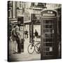 Loving Couple Kissing and Red Telephone Booth - London - UK - England - United Kingdom - Europe-Philippe Hugonnard-Stretched Canvas