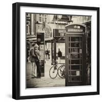 Loving Couple Kissing and Red Telephone Booth - London - UK - England - United Kingdom - Europe-Philippe Hugonnard-Framed Premium Photographic Print