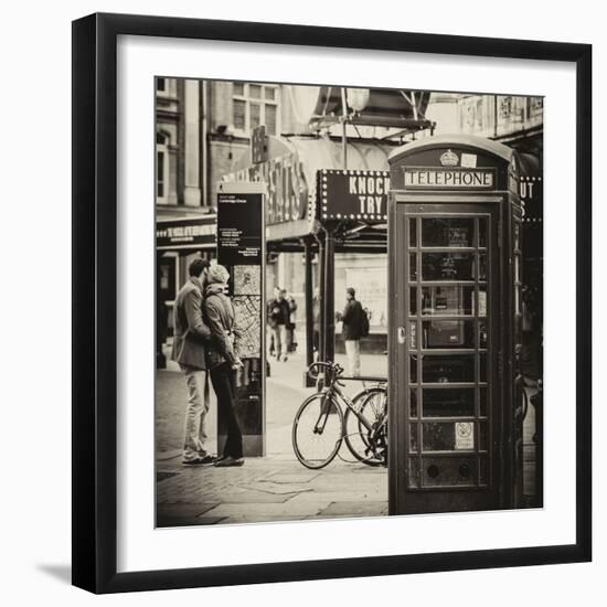 Loving Couple Kissing and Red Telephone Booth - London - UK - England - United Kingdom - Europe-Philippe Hugonnard-Framed Premium Photographic Print