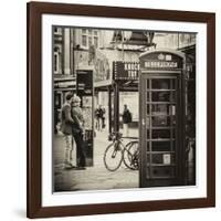 Loving Couple Kissing and Red Telephone Booth - London - UK - England - United Kingdom - Europe-Philippe Hugonnard-Framed Photographic Print