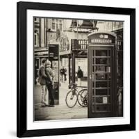 Loving Couple Kissing and Red Telephone Booth - London - UK - England - United Kingdom - Europe-Philippe Hugonnard-Framed Photographic Print