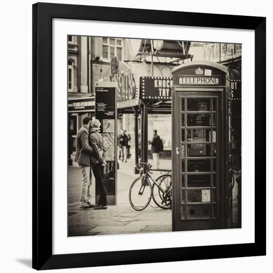 Loving Couple Kissing and Red Telephone Booth - London - UK - England - United Kingdom - Europe-Philippe Hugonnard-Framed Photographic Print