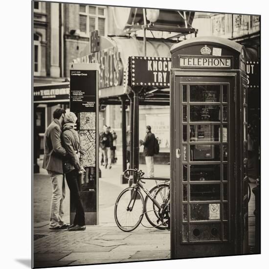 Loving Couple Kissing and Red Telephone Booth - London - UK - England - United Kingdom - Europe-Philippe Hugonnard-Mounted Photographic Print