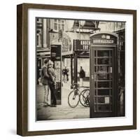 Loving Couple Kissing and Red Telephone Booth - London - UK - England - United Kingdom - Europe-Philippe Hugonnard-Framed Photographic Print