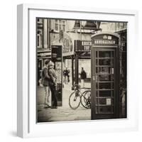 Loving Couple Kissing and Red Telephone Booth - London - UK - England - United Kingdom - Europe-Philippe Hugonnard-Framed Photographic Print