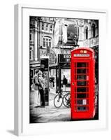 Loving Couple Kissing and Red Telephone Booth - London - UK - England - United Kingdom - Europe-Philippe Hugonnard-Framed Photographic Print