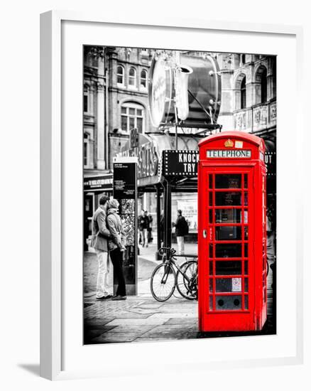 Loving Couple Kissing and Red Telephone Booth - London - UK - England - United Kingdom - Europe-Philippe Hugonnard-Framed Photographic Print