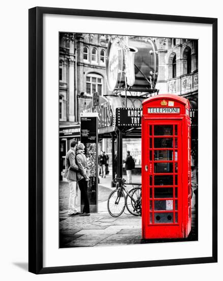 Loving Couple Kissing and Red Telephone Booth - London - UK - England - United Kingdom - Europe-Philippe Hugonnard-Framed Photographic Print