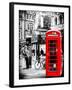 Loving Couple Kissing and Red Telephone Booth - London - UK - England - United Kingdom - Europe-Philippe Hugonnard-Framed Photographic Print