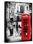 Loving Couple Kissing and Red Telephone Booth - London - UK - England - United Kingdom - Europe-Philippe Hugonnard-Framed Stretched Canvas