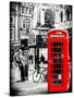 Loving Couple Kissing and Red Telephone Booth - London - UK - England - United Kingdom - Europe-Philippe Hugonnard-Stretched Canvas