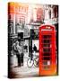 Loving Couple Kissing and Red Telephone Booth - London - UK - England - United Kingdom - Europe-Philippe Hugonnard-Stretched Canvas