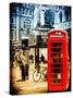 Loving Couple Kissing and Red Telephone Booth - London - UK - England - United Kingdom - Europe-Philippe Hugonnard-Stretched Canvas