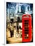 Loving Couple Kissing and Red Telephone Booth - London - UK - England - United Kingdom - Europe-Philippe Hugonnard-Framed Photographic Print