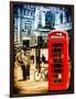 Loving Couple Kissing and Red Telephone Booth - London - UK - England - United Kingdom - Europe-Philippe Hugonnard-Framed Photographic Print