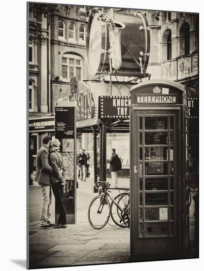 Loving Couple Kissing and Red Telephone Booth - London - UK - England - United Kingdom - Europe-Philippe Hugonnard-Mounted Photographic Print