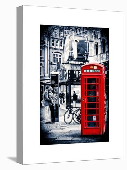 Loving Couple Kissing and Red Telephone Booth - London - UK - England - United Kingdom - Europe-Philippe Hugonnard-Stretched Canvas